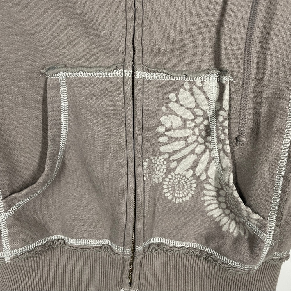 Life is Good Floral Full Zip Gray Long Sleeve Hoodie Size Extra Small - Picture 4 of 7
